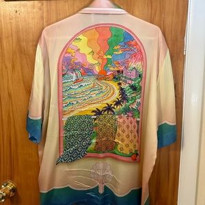 Authentic Casablanca Graphic-Print Silk shirt with matching bandana